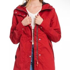 HUNTER Women's Cotton Smock
Hooded Rain Jacket Water Resistant
Red, Small